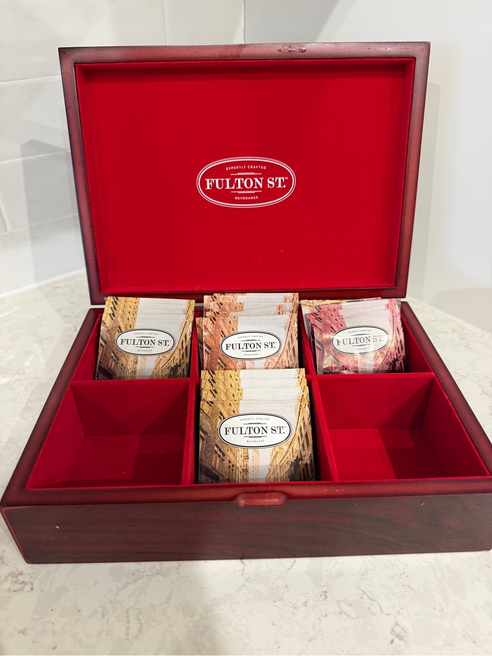 Red Wood Tea Storage Box